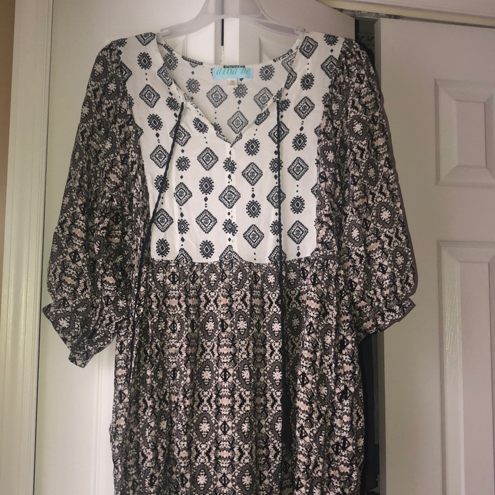 Boho Black and White Dress